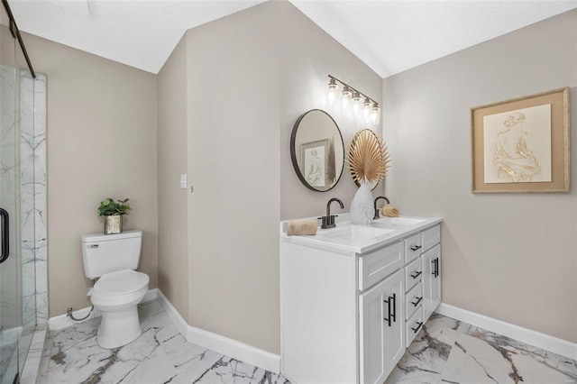 full bathroom with marble finish floor, baseboards, and a sink