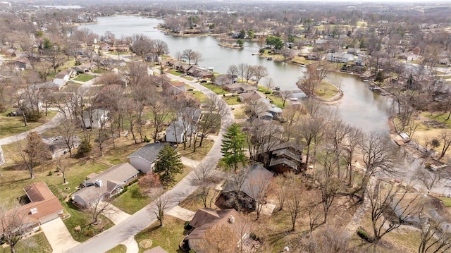 birds eye view of property featuring a residential view and a water view