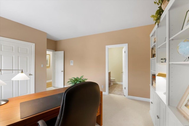 office featuring light colored carpet