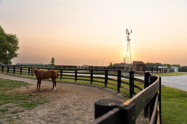 exterior space with a rural view