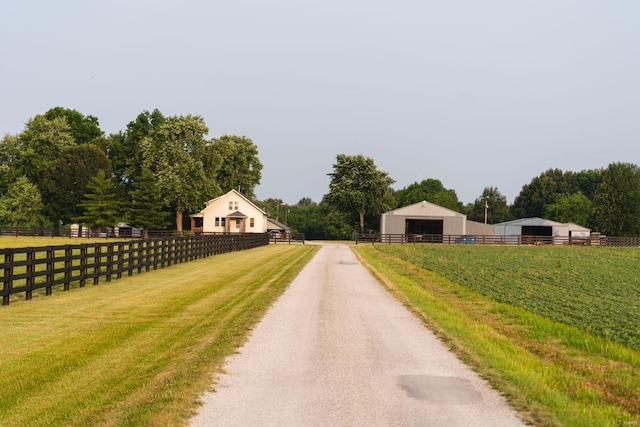 view of street with a rural view