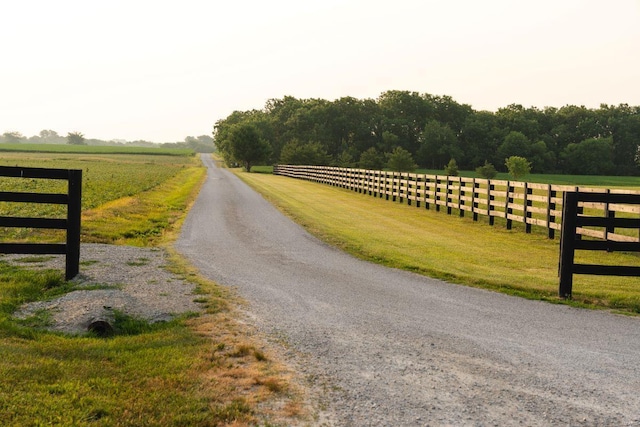 view of road featuring a rural view