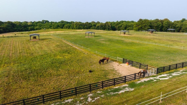 bird's eye view with a rural view