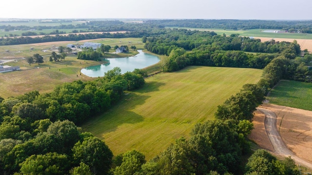 bird's eye view with a rural view and a water view