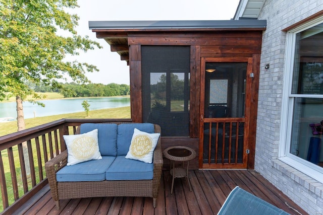 deck with a water view