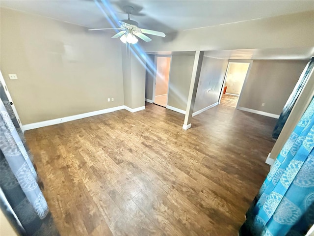 interior space featuring ceiling fan and hardwood / wood-style floors