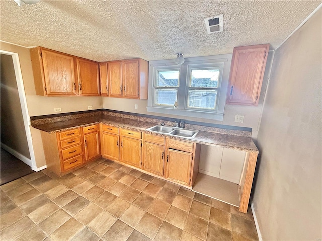 kitchen featuring sink and a textured ceiling