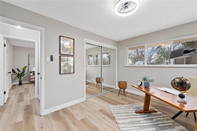 living area with light wood-type flooring