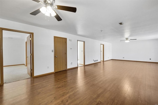 unfurnished room featuring hardwood / wood-style flooring and ceiling fan