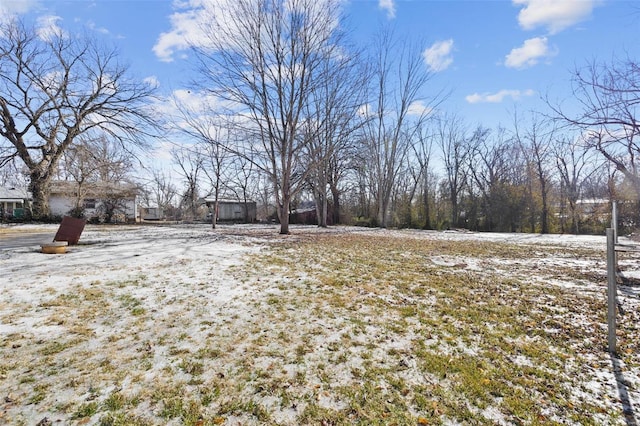 view of yard covered in snow