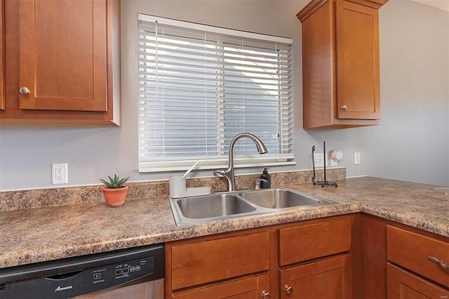 kitchen with sink and stainless steel dishwasher