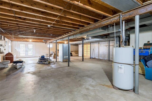 basement featuring gas water heater