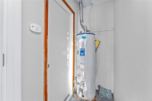 utility room with gas water heater