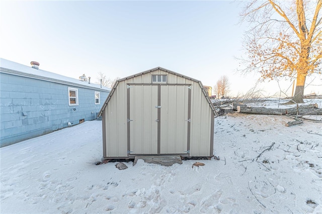 view of snow covered structure