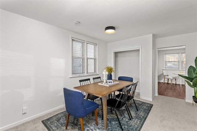 dining room with carpet floors