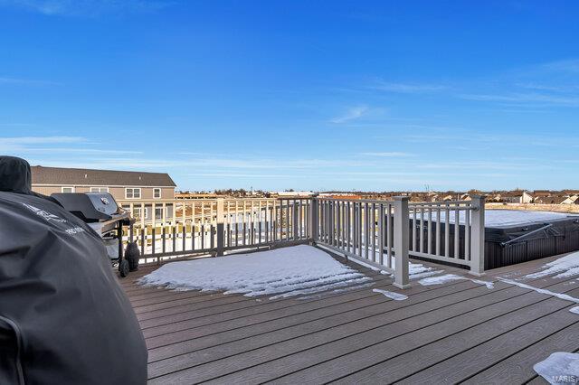 wooden terrace with grilling area