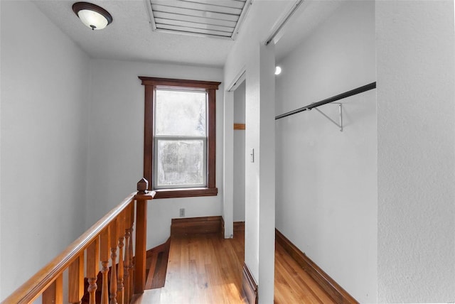 hallway with light hardwood / wood-style flooring