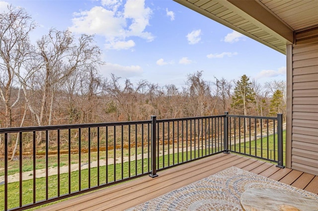 wooden deck featuring a yard