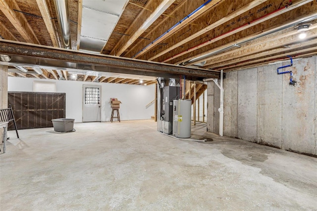 basement with water heater