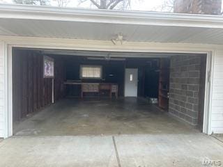 view of garage