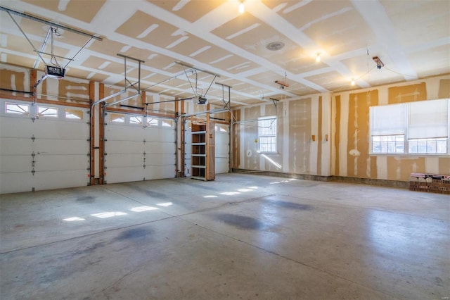 garage with a garage door opener