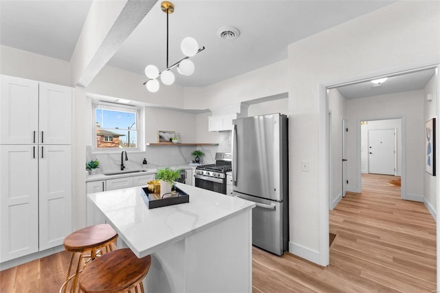 kitchen with sink, white cabinets, and appliances with stainless steel finishes