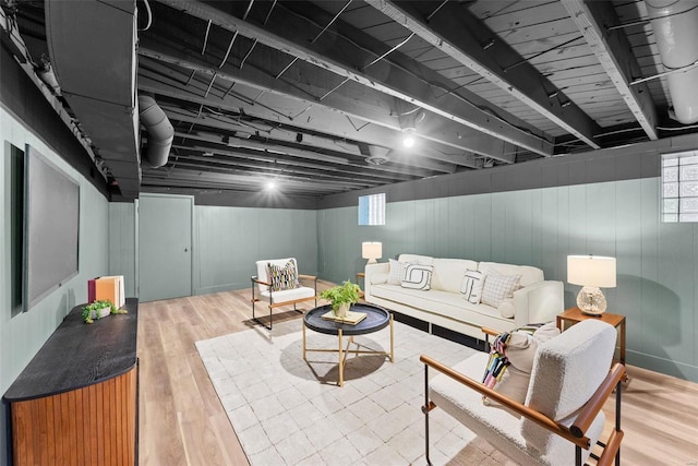 living room featuring light hardwood / wood-style flooring