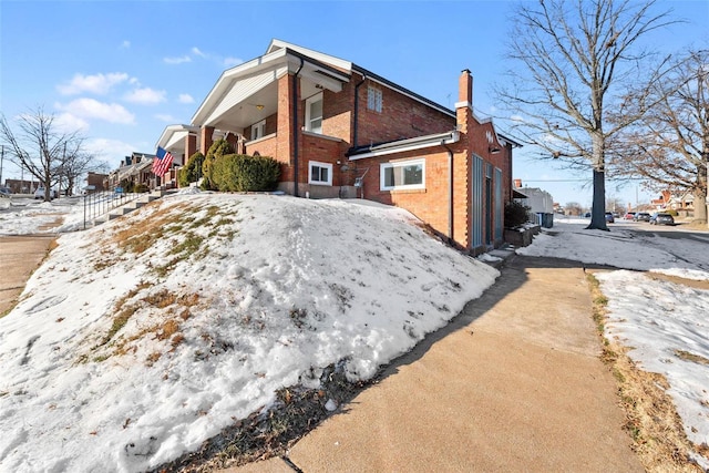 view of snow covered exterior