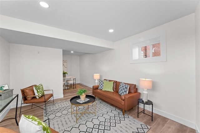 living room with hardwood / wood-style floors