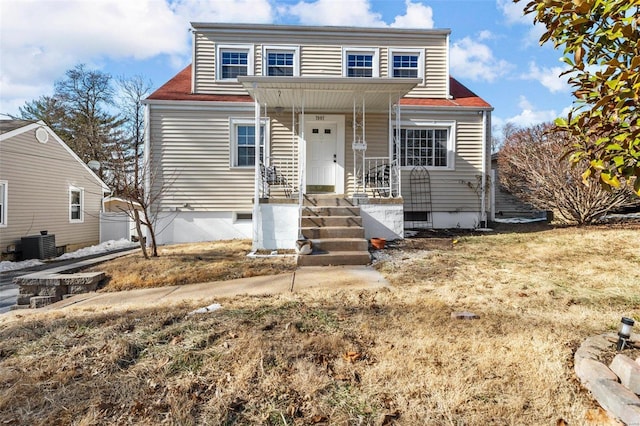 view of front of property with central AC unit