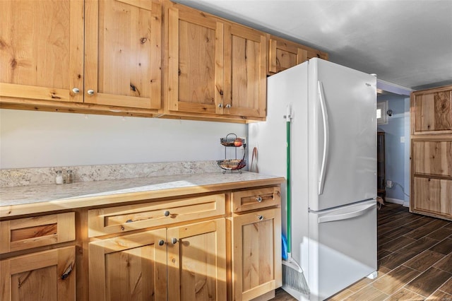 kitchen with white fridge