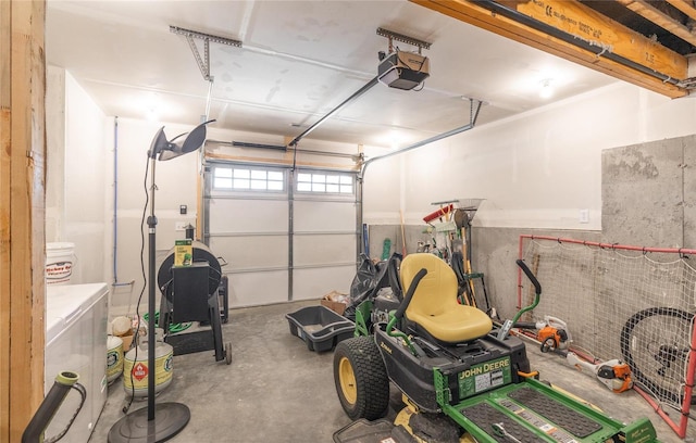 garage with a garage door opener