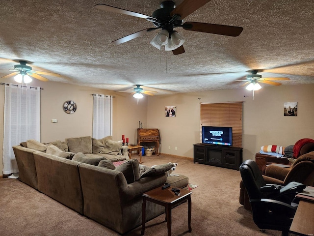 living room with light colored carpet