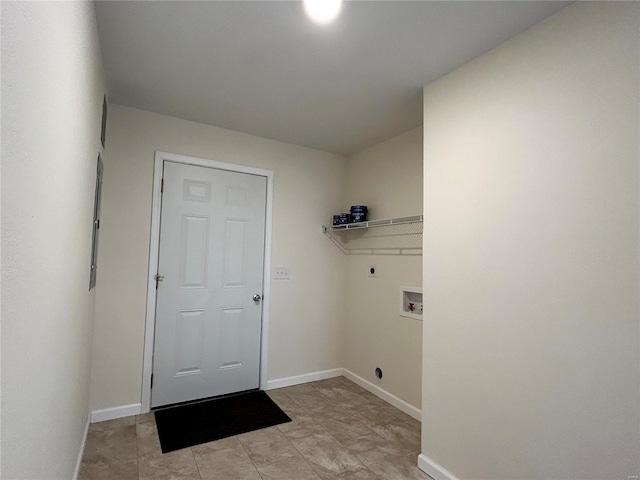 washroom featuring washer hookup, laundry area, hookup for an electric dryer, and baseboards