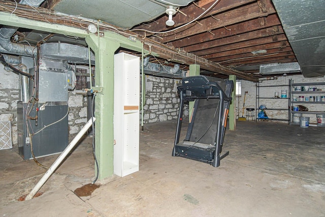 basement with heating unit