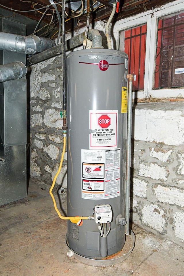 utilities featuring heating unit and water heater