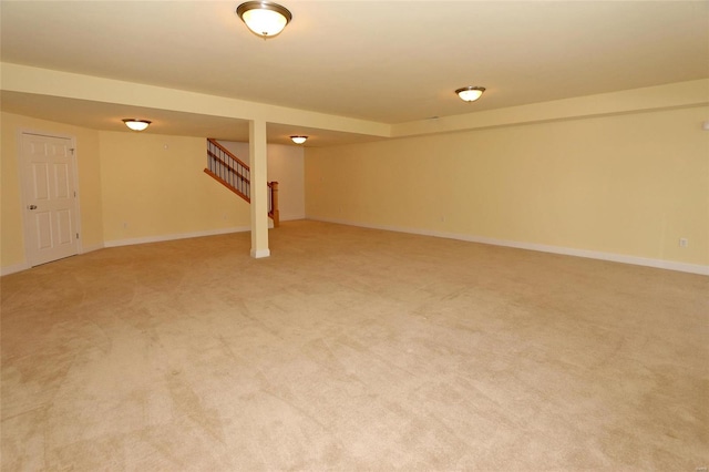 basement with carpet floors