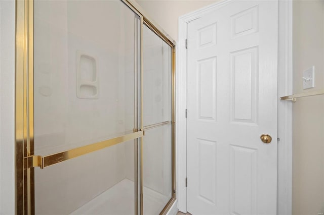 bathroom with a shower stall