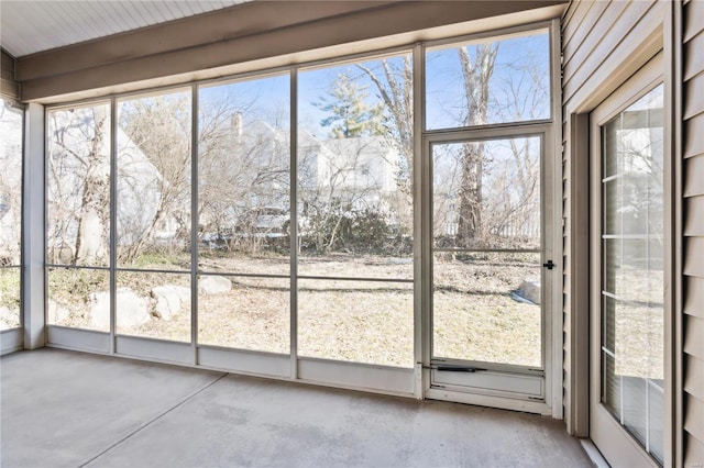 view of unfurnished sunroom