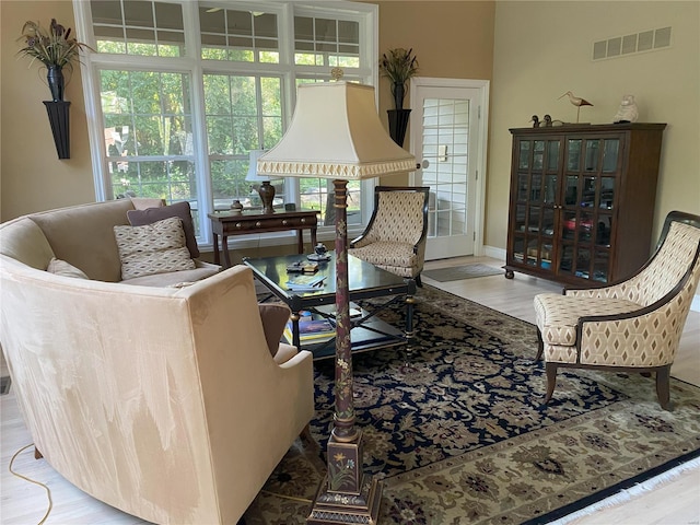 living room featuring light hardwood / wood-style floors