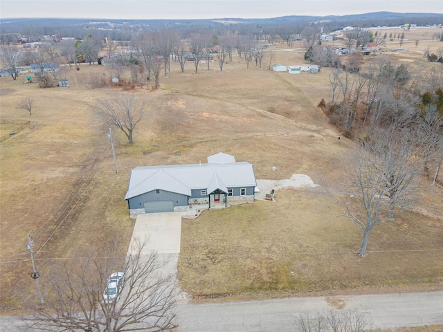 aerial view featuring a rural view