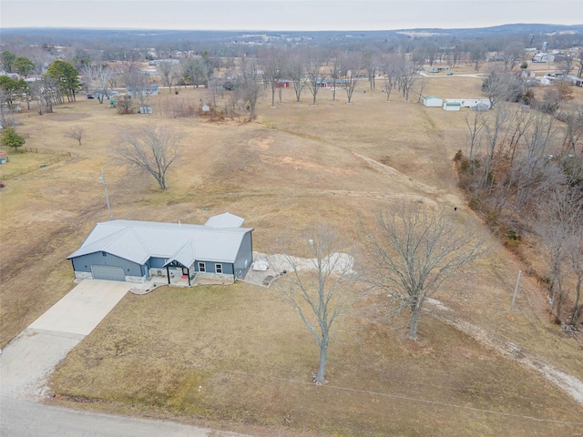 bird's eye view featuring a rural view