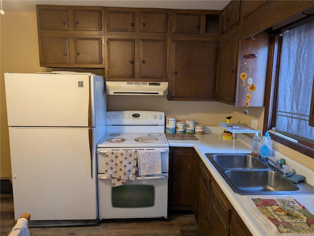 kitchen featuring double oven range, a wealth of natural light, sink, and refrigerator