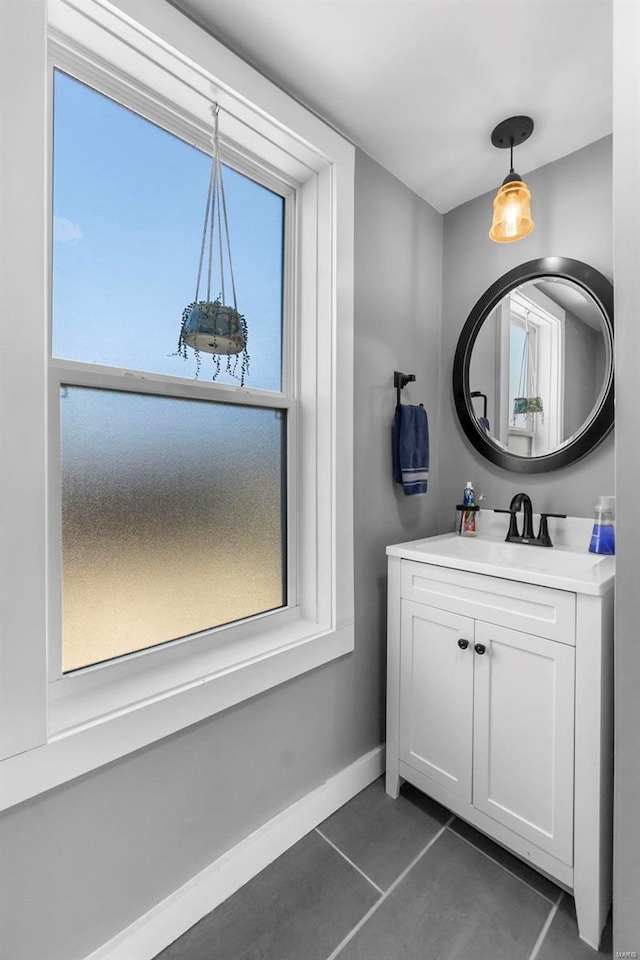 bathroom featuring vanity and tile patterned flooring