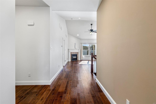 corridor featuring dark hardwood / wood-style floors