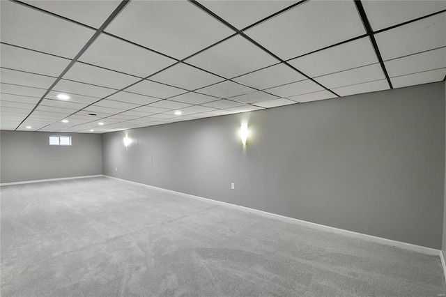 basement featuring carpet flooring