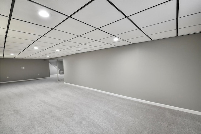 basement with light carpet