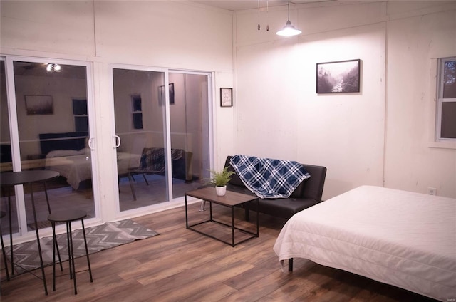 bedroom with wood-type flooring