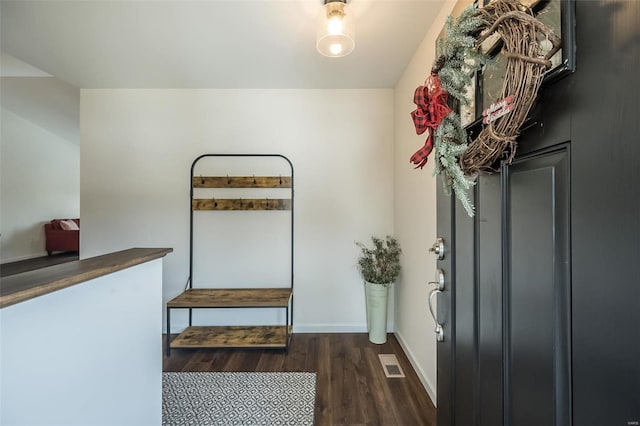 entrance foyer featuring dark hardwood / wood-style flooring