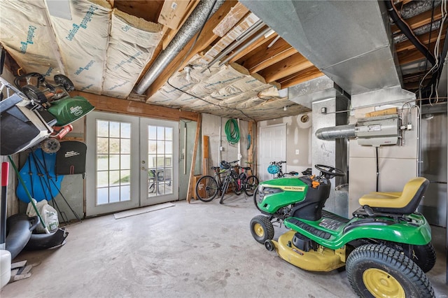 garage featuring french doors